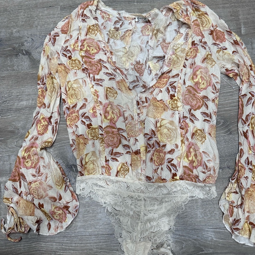 Free People boho Floral Lace Women's Top